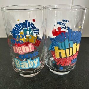 Set of 2 Vintage Diet Pepsi UH HUH You Got the Right One Baby Drinking Glasses